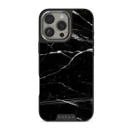 Noir Origin - Black Marble iPhone 16 Pro Max Case, Elite Dark (MagSafe) / Silver