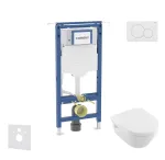 Geberit Duofix &ndash; paigalduskomplekt, Villeroy & Boch WC-pott ja istmik, Sigma01 nupud, DirectFlush, SoftClose, CeramicPlus, Alpine White SANI11CK3109