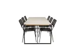 Texas Dining Table 200*100 - Black Alu / Teak / Grey Spray stone+Lindos Armchair - Black Alu / Black Rope_6