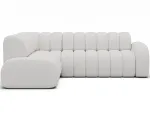 Villeo corner sofa with sleeping function and extendable seat, white chenille, left-hand, Modern, White