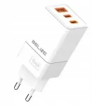 Laadija 65 W GaN, 2xUSB-C + USB-A, valge