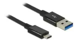 "USB3.1 USB Type-C pistik > USB Type-A pistik 1,0 m koaksiaalne must Premium Delock"