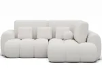 Cozion Corner Sofa Bed with Storage, White Velvet, Right-Hand Facing, Modern, White