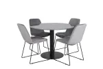 Estelle Round Dining Table &oslash;106 H75 - Black / Black+Muce Dining Chair - Black Legs - Grey Velvet_4