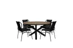 Mexico Table &oslash; 140 - Black/Teak+Julian Dining Chair - Black Steel / Black Rope (stackable)_4