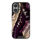 Purple Skies - Marble iPhone 16 Case, Elite Dark (MagSafe) / Silver