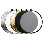 Fotograafia reflektor &ndash; 5-in-1 110 cm difusor kuldse, h&otilde;bedase, valge ja musta pinnaga