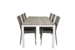 Llama Dining Table 205*100 - White Alu / Grey HPL+Anna Arm Chair (stackable) - G