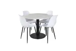 Estelle Round Dining Table &oslash;106 H75 - White / Black+Polar Plastic Dining Chair - Black Legs / White Plastic_4