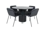 Bianca Round Dining Table - Black / Black Veneer+Tvist Chair - Black / Black PU_4