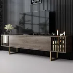 TV-alus, Hanah Home, p&auml;hklipuust kuldne, 180 x 48 x 30