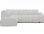 Villeo corner sofa with sleeping function and extendable seat, white velvet, left-hand, Modern, White