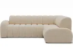 Villeo corner sofa with sleeping function and extendable seat, light beige chenille, right-hand, Modern, Beige