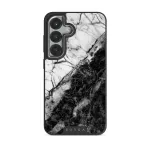 Fatal Contradiction - Black & White Marble Samsung Galaxy S25 Plus Case, Elite Dark (Magnetic) / Silver