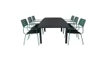 Marbella Table 160/240 - Black/Black+Nicke Dining chair w. armrest - Green Steel_6