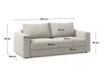 Velvet Sofa With Bed Function, "Grena", 3 Seats, 205x100x90 Made in Europe