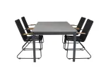 Levels Dining Table 160/240*90 - Black Alu / Grey Aintwood +Bois Armchair - Black Alu / Black Rope / Acacia_4