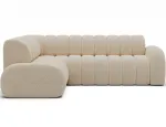 Villeo corner sofa with sleeping function and extendable seat, light beige chenille, left-hand, Modern, Beige