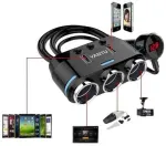 3-pesaline autolaadija pistikupesa jaoturi 12/24 V / 2 USB-pesa 2,1 A