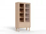 Lamberth display cabinet, Top oak veneer white pigm, Base oak veneer white pigm, 90x35x180 cm