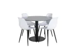 Estelle Round Dining Table &oslash;106 H75 - Black / Black+Polar Plastic Dining Chair - Black Legs / White Plastic_4