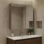 Vannitoa kapp peegliga, Hanah Home, tume p&auml;hklipuu, 60 x 66 x 16