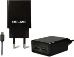 Travel charger 2xUSB + microUSB 2A black