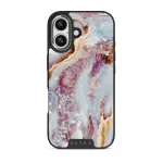 Frozen Leaves - Cute Marble iPhone 17 Case, Elite Dark (MagSafe) / Silver