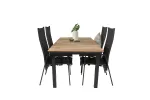 Mexico Dining Table 160/240*90 - Black / Teak+Copacabana Recliner Chair (stackable) - Black Alu / Black Textilene_4
