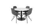 Estelle Round Dining Table &oslash;106 H75 - White / Black+Polar Dining Chair with Spi