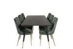 S&ouml;&ouml;gilaud Dipp, 180x90cm, Must + 6 tooli Velvet Lyx, Roheline
