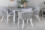 Levels Table 160/240 - White/Grey+Virya Dining Chair - White Alu / Grey cushion _6