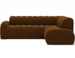 Villeo corner sofa with sleeping function and extendable seat, brown chenille, right-hand, Modern, Brown