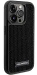 "Rhinestone Plate Metal Logo Case iPhone 15 Pro" Black