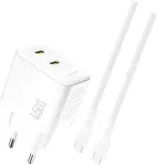 A28PCEU 45 W, 2xUSB-C + USB-C-kaabel 1 m, valge
