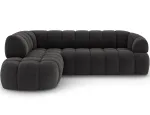 Tontano corner sofa with sleeping function and electrically extendable seat, dark gray boucl&eacute;, left-hand side, Modern, Gray