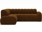 Villeo corner sofa with sleeping function and extendable seat, brown chenille, left-hand, Modern, Brown