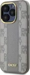 PU Leather Checkered Pattern Magsafe iPhone 15 Pro Beige
