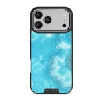 Ocean Waves - Blue iPhone 17 Pro Max Case, Elite Dark (MagSafe) / Silver