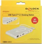 "USB 3.1 Type-C kuni DP+HDMI+VGA+LAN 4k 30Hz Silver Delock dokkimisjaam"