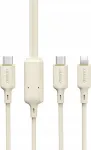 &bdquo;Dudao&ldquo; USB-C &ndash; USB-C + &bdquo;Lightning&ldquo; kaabel, 1,2 m, liivakarva (DDA335)