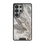 Snowstorm - Grey Marble Samsung Galaxy S25 Ultra Case, Elite Dark (Magnetic) / Silver