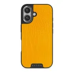 Canary Yellow - Snake Skin iPhone 16 Plus Case, Elite Dark (MagSafe) / Silver