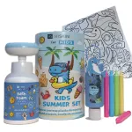 HISKIN_SET Kids Summer Blue vannilotion 75ml + pesuvaht 300ml + pliiatsid 5tk + v&auml;rviraamat