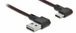 "Delock EASY-USB 2.0 kaabel Type-A pistikuga USB Type-C&trade; pistikule, vasakule/paremale kumer, 0,5 m, must"