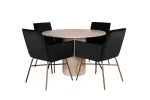 Bianca Round Dining Table - White Wash / Black Veneer+Petra Chair - Distressed Copper / Black Velvet_4