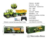 Green tractor 1:24 with remote control Mercedes Benz + Yellow trailer