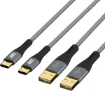 "EFB USB-A ja USB-C kaablikomplekt, 60 W, QC 3A, 2 x 1 m"