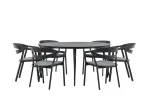 Break - Dining Table Round- Black / Black - Alu / Aintwood - 150&oslash; _1+ Slit - Dining Chair inc Cushion- Black /Grey - Aluminium - _6