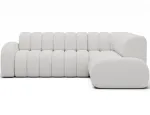 Villeo corner sofa with sleeping function and extendable seat, white chenille, right-hand, Modern, White